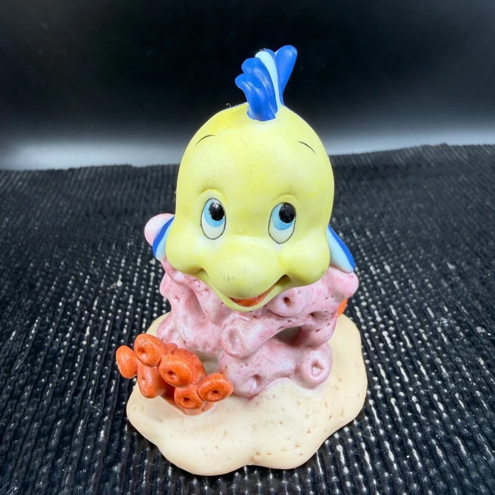 Disney The‎ Little Mermaid Flounder on Coral Reef Ceramic Figurine Sri Lanka VTG